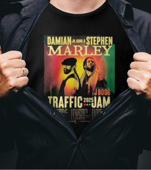 Damian Jr. Gong Marley Stephen Marley Traffic Jam 2025 J Boog Tour Dates T-Shirt