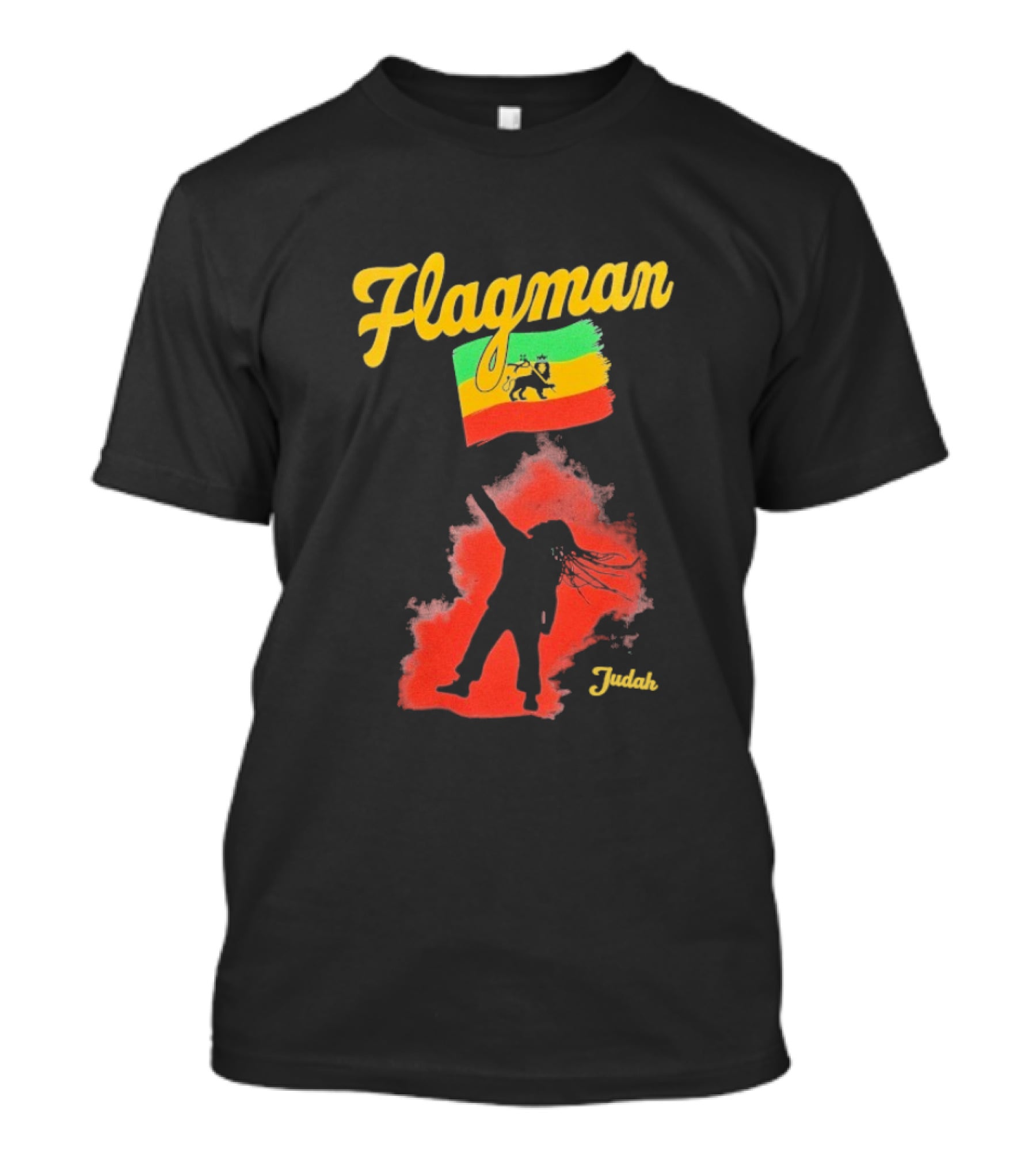 Damian Marley Flagman Judah Reggae Silhouette Red Map Background T-Shirt