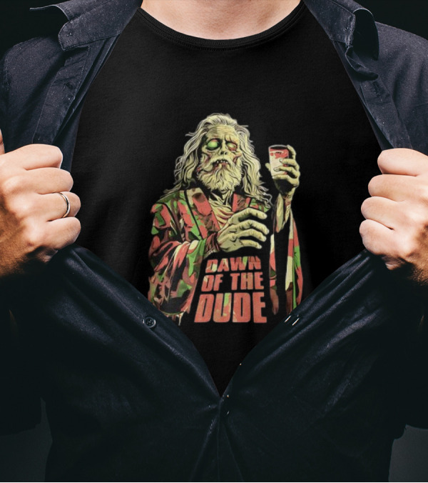 Zombie Dude Camo Robe Holding Drink Zombie Of The Dude T-Shirt