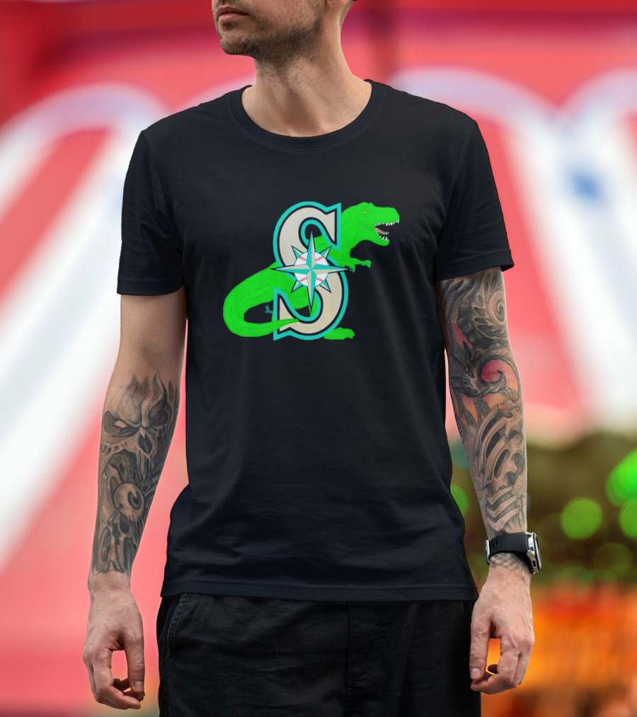Seattle Mariners Dinosaur Baseball Team Emblem T-Shirt