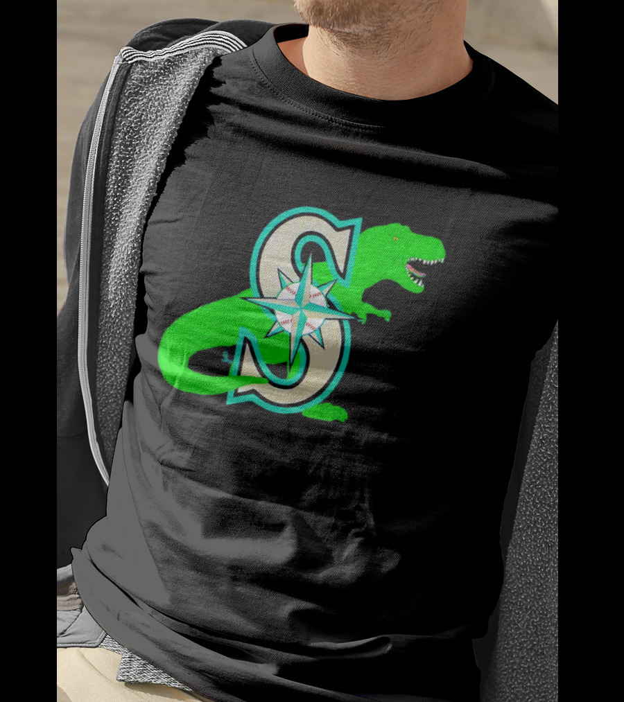Seattle Mariners Dinosaur Baseball Team Emblem T-Shirt