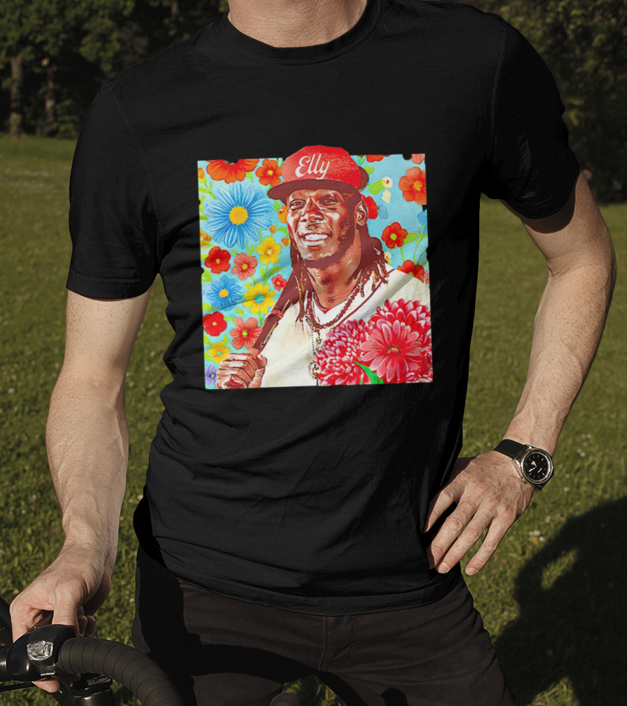 Elly De La Cruz Cincinnati Reds Floral Baseball Imagery T-Shirt