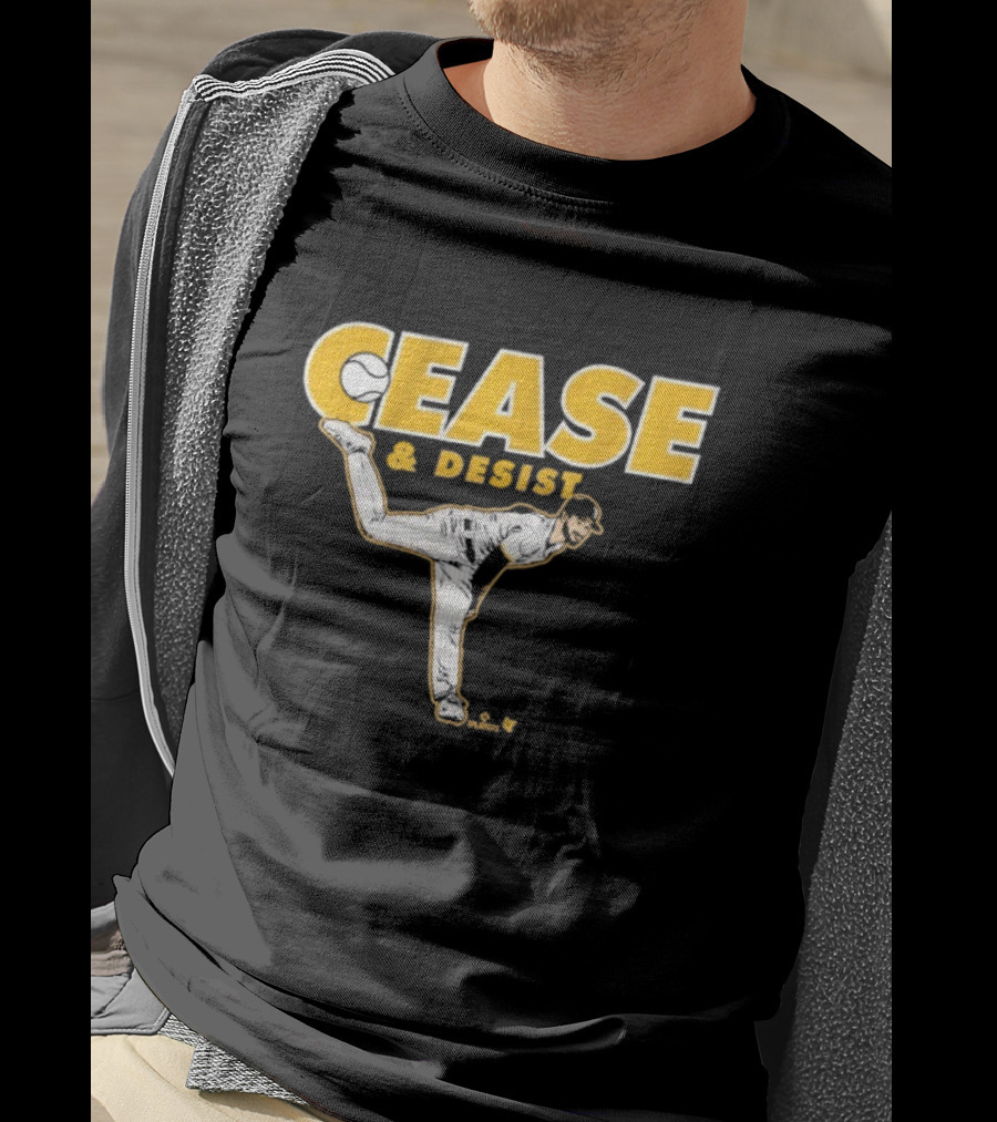 Cease And Desist Baseball Player Pitching Action T-Shirt