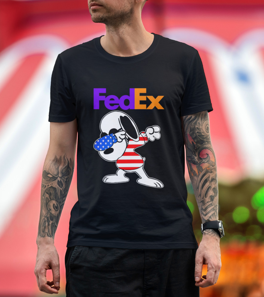 FedEx Snoopy Dabbing American Flag Icon T-Shirt