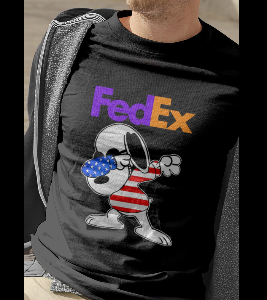 FedEx Snoopy Dabbing American Flag Icon T-Shirt