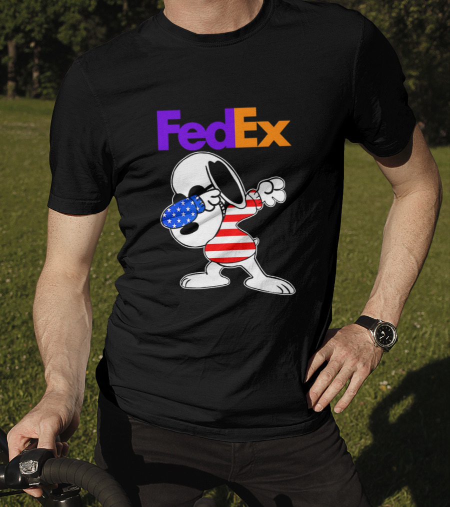 FedEx Snoopy Dabbing American Flag Icon T-Shirt