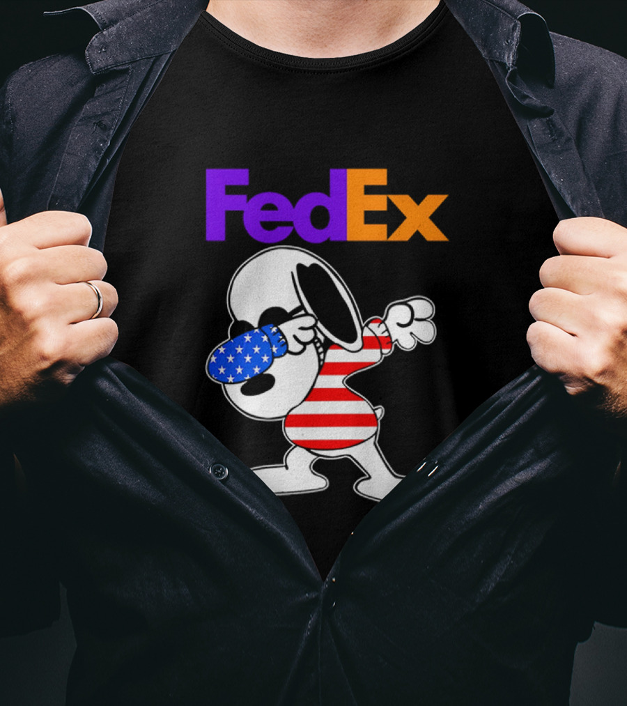 FedEx Snoopy Dabbing American Flag Icon T-Shirt