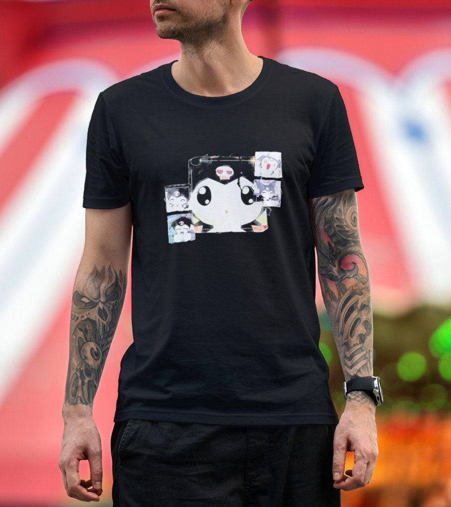 Kuromi Patchwork Ghost Supply Cute Character Collage T-Shirt