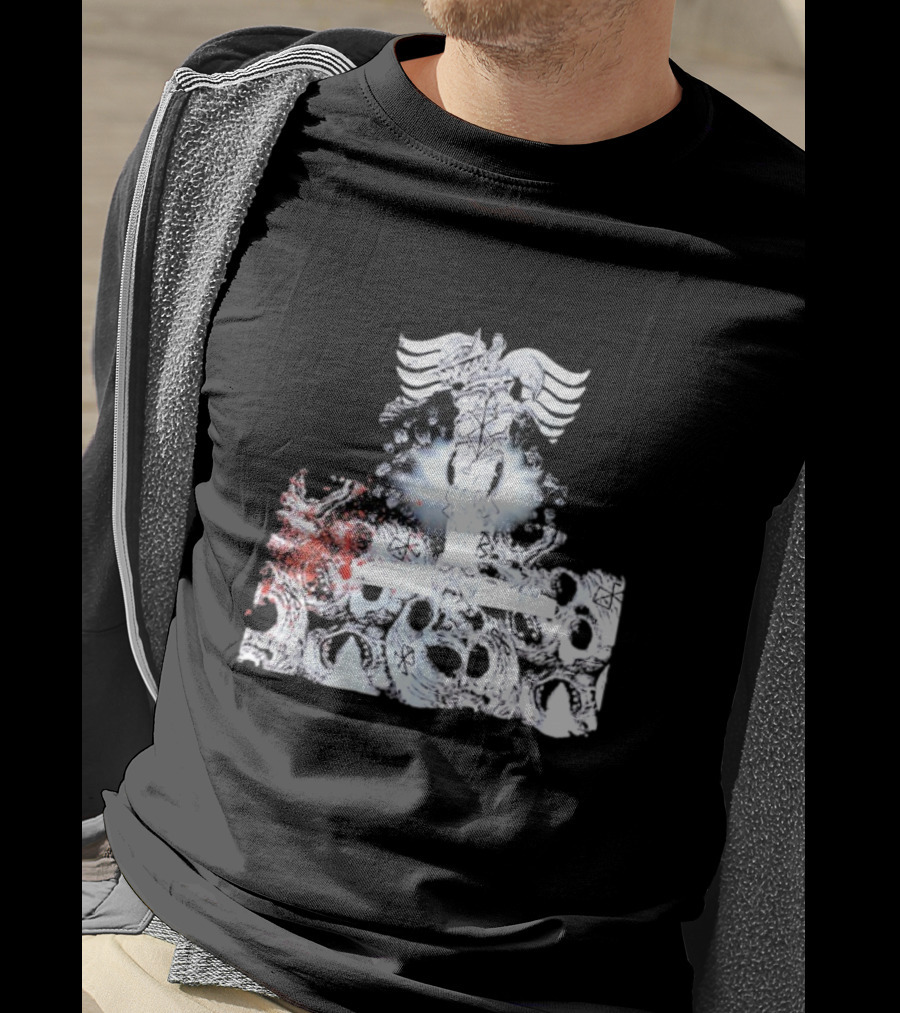 Ghost Supply Rare Rivalry Nordic Inspired Winged Cross And Serpent Motif T-Shirt