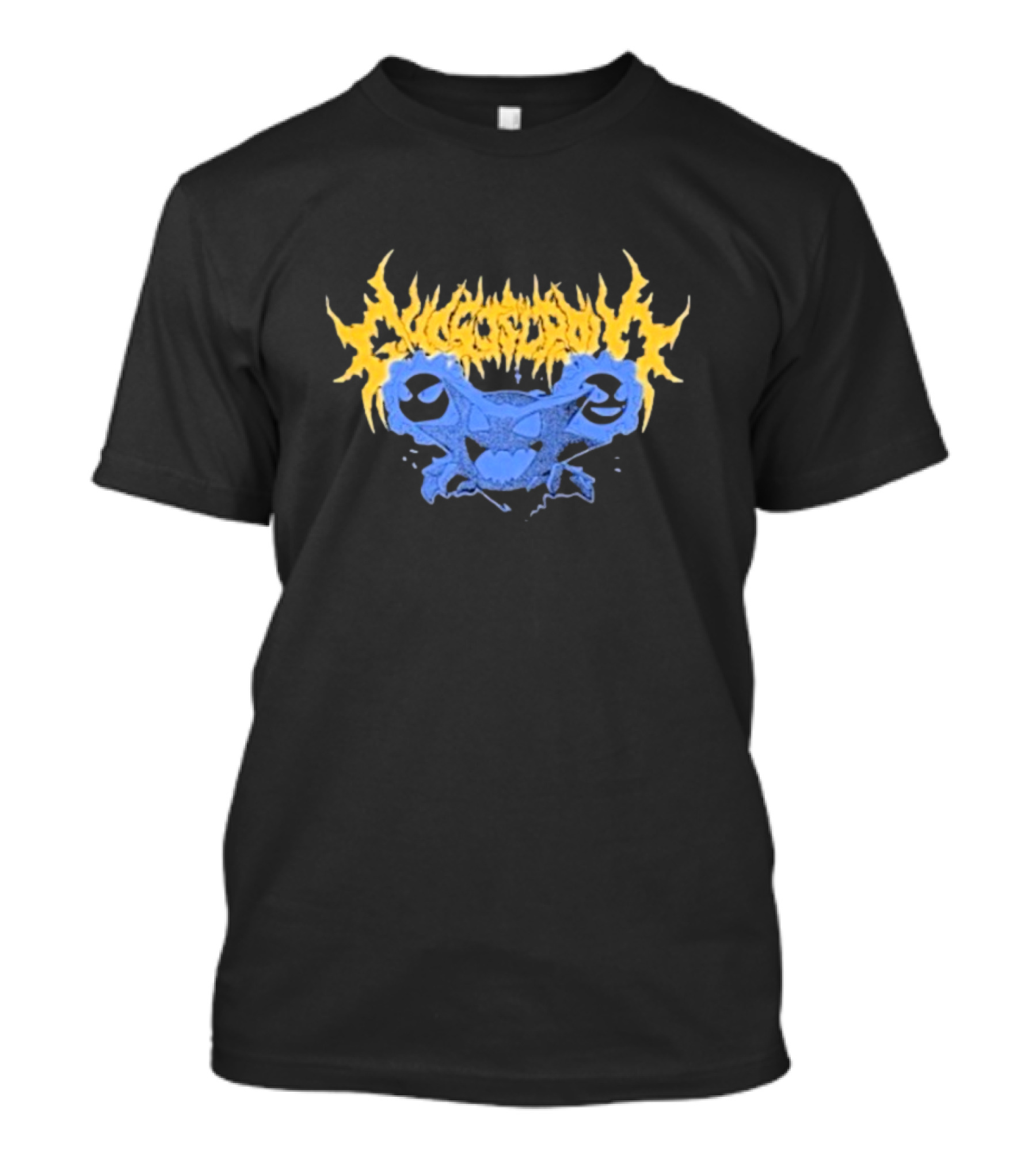 Ghost Supply Unknowns Text Striking Yellow Flames Blue Skull Graphic T-Shirt