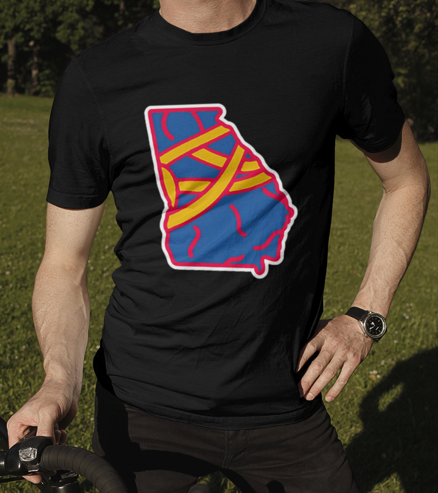 Friday Red State Stripe Atlanta Baseball Georgia Map T-Shirt