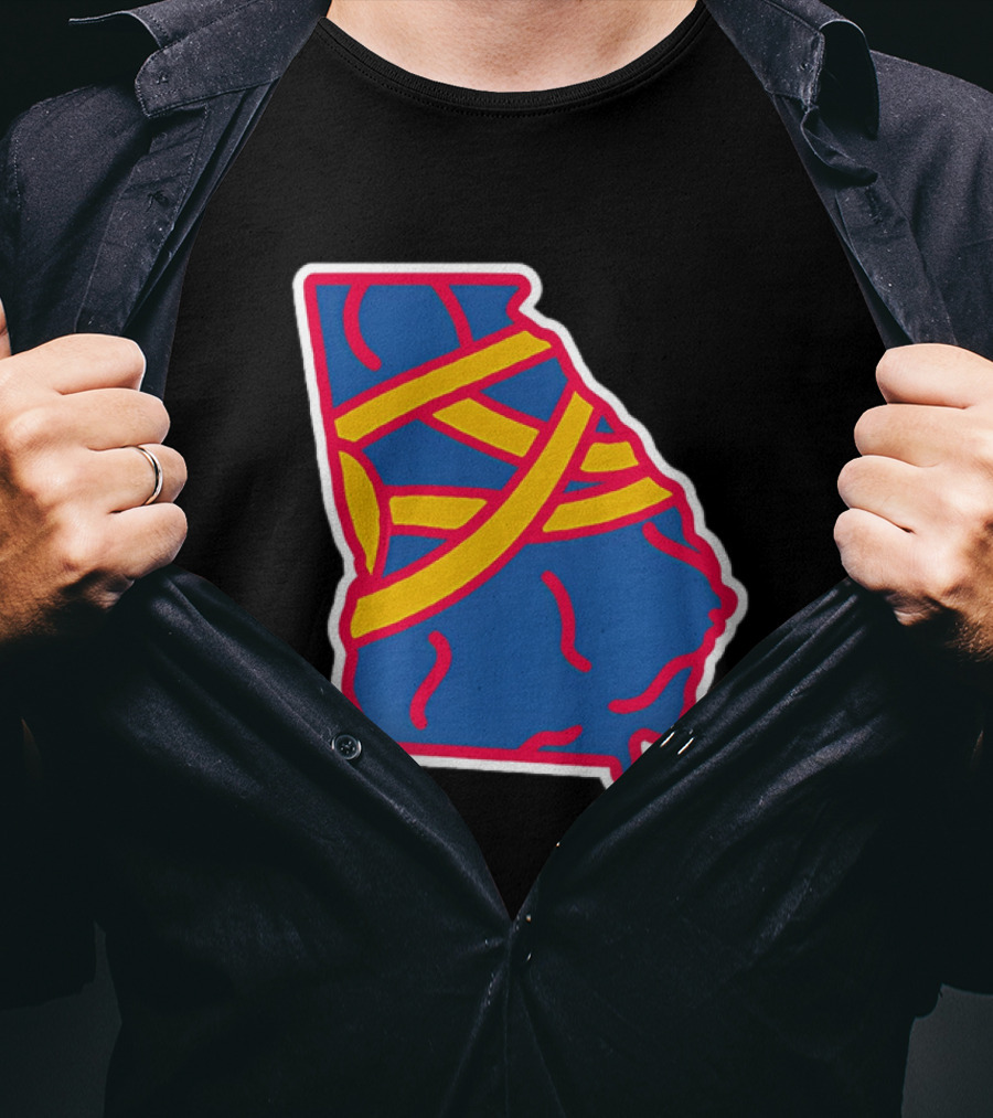 Friday Red State Stripe Atlanta Baseball Georgia Map T-Shirt