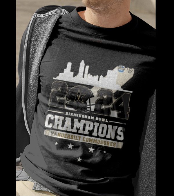 2024 Birmingham Bowl Champions Vanderbilt Commodores Skyline T-Shirt
