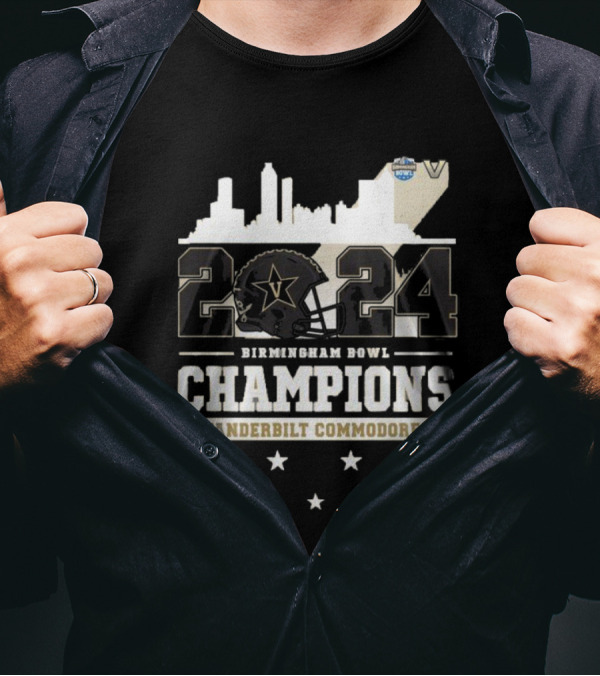 2024 Birmingham Bowl Champions Vanderbilt Commodores Skyline T-Shirt