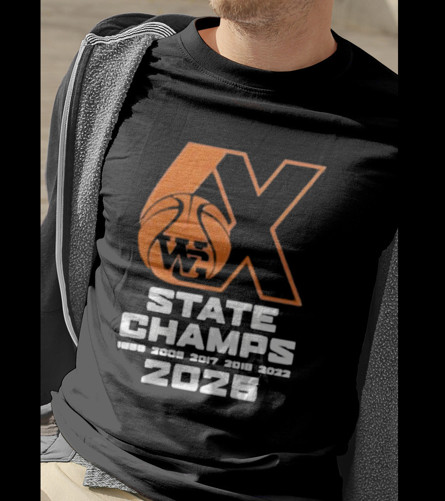 6X WG State Champs 2025 With Basketball Graphic T-Shirt
