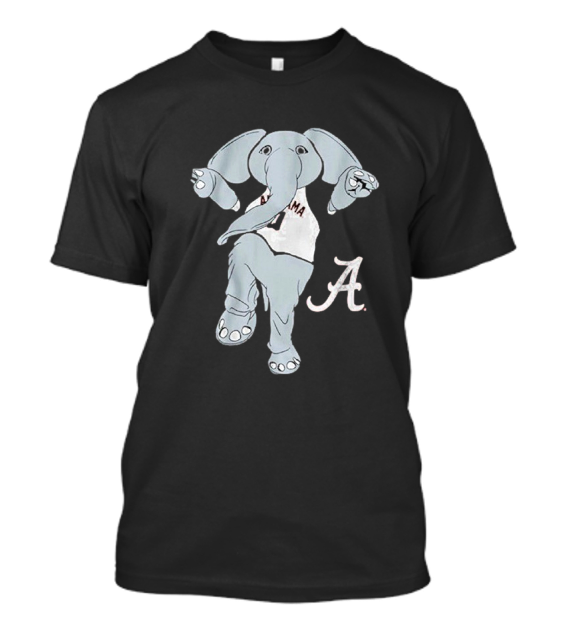 Alabama Crimson Tide Big Al Elephant Mascot Dancing With Script A Initial T-Shirt