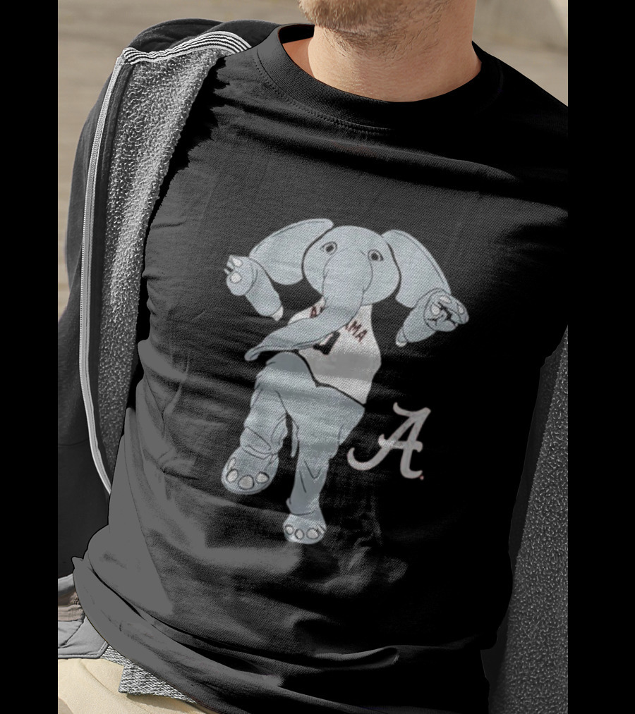 Alabama Crimson Tide Big Al Elephant Mascot Dancing With Script A Initial T-Shirt