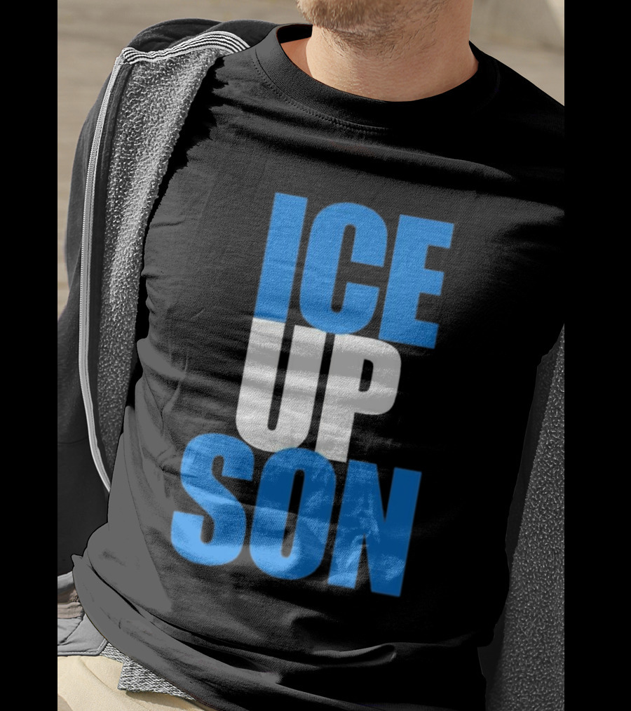 Albert Breer Ice Up Son Bold Blue And White Text T-Shirt