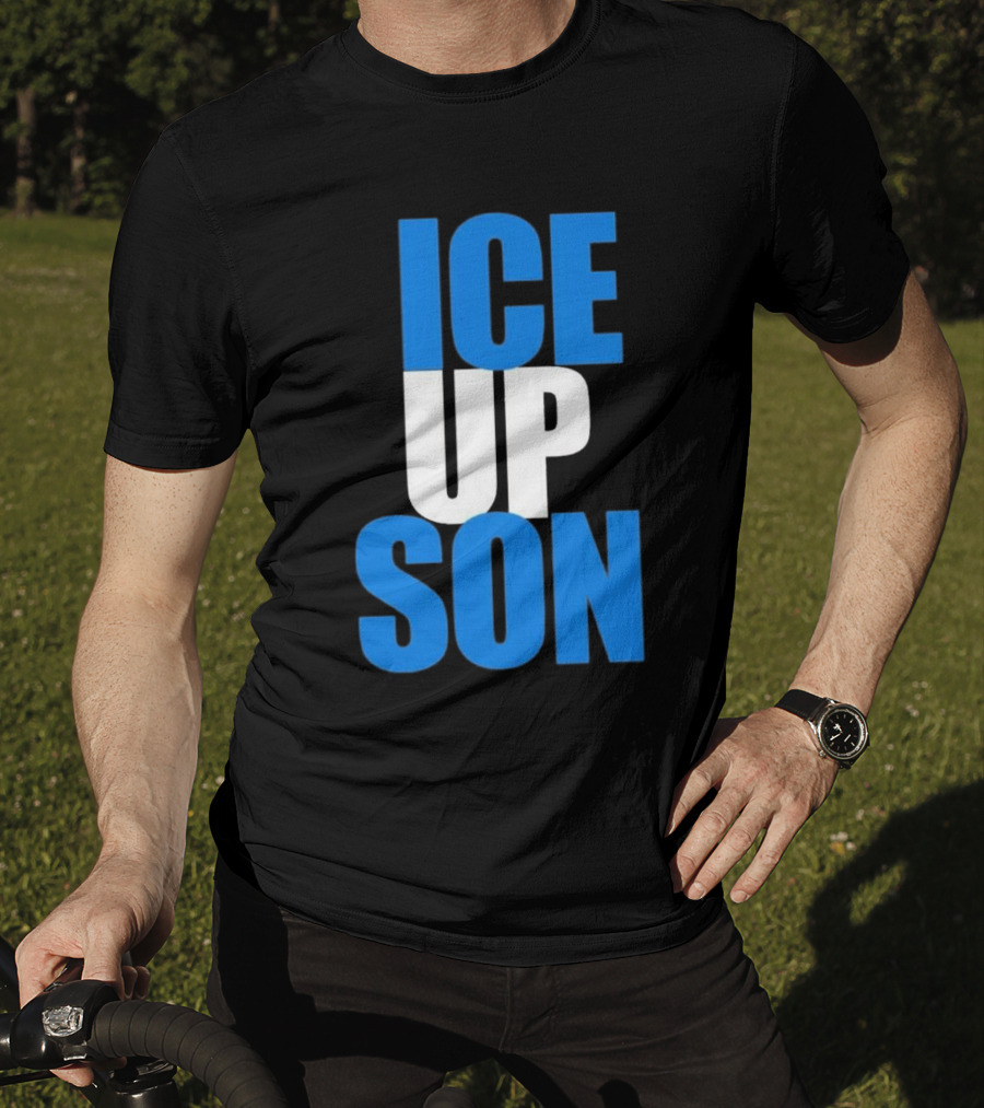 Albert Breer Ice Up Son Bold Blue And White Text T-Shirt