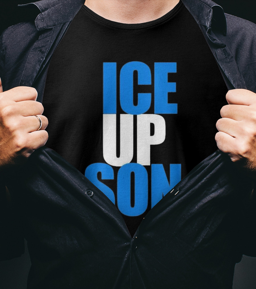 Albert Breer Ice Up Son Bold Blue And White Text T-Shirt