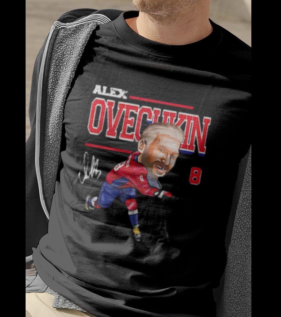 Alex Ovechkin Washington Capitals NHL Vintage Cartoon Signature 8 T-Shirt