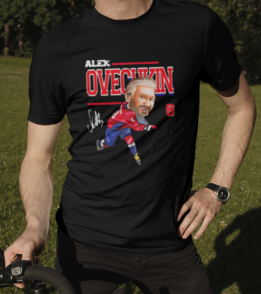 Alex Ovechkin Washington Capitals NHL Vintage Cartoon Signature 8 T-Shirt