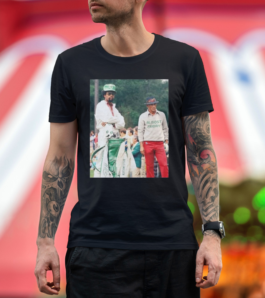 Almost Friday Retro Golf Northwestern Caddy Scene T-Shirt