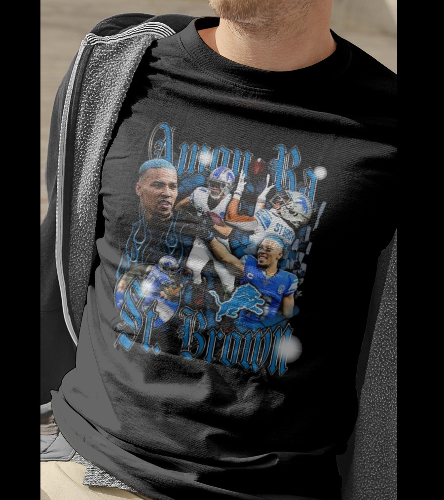 Amon Ra St. Brown Detroit Lions NFL Football Player Dynamic Collage T-Shirt