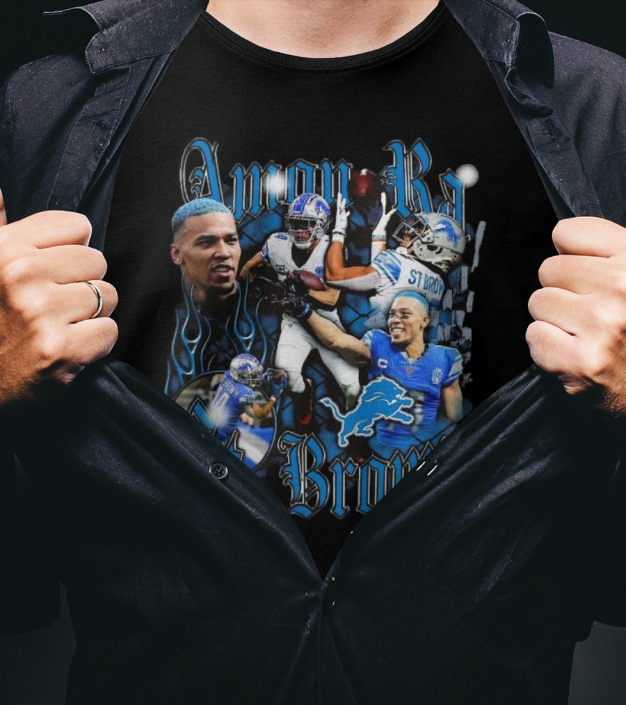 Amon Ra St. Brown Detroit Lions NFL Football Player Dynamic Collage T-Shirt