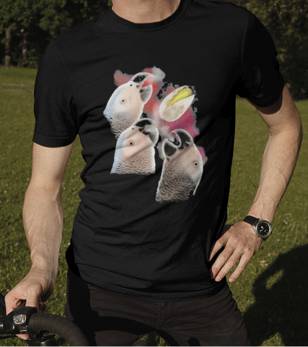 Apollo And Frens Three Cockatoos With Moon And Space Theme T-Shirt
