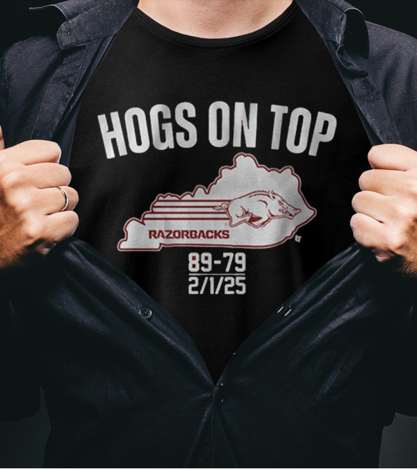 Hogs On Top Razorbacks 89-79 2/7/23 T-Shirt