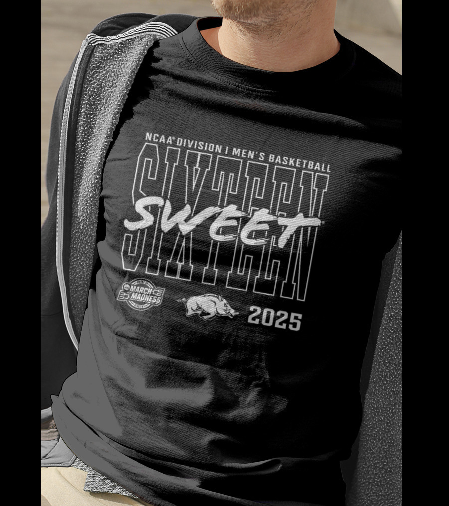 NCAA Division I Men's Basketball Tournament 2025 Sweet Sixteen Arkansas Razorbacks March Madness T-Shirt
