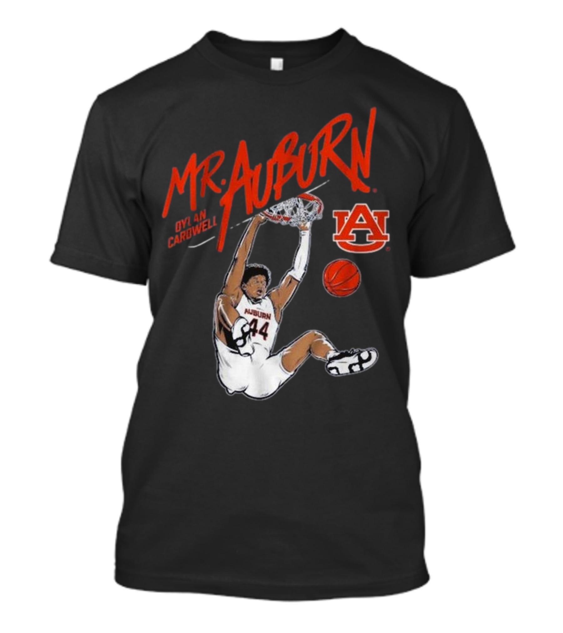 Auburn Basketball Dylan Cardwell Mr. Auburn Slam Dunk Graphic T-Shirt