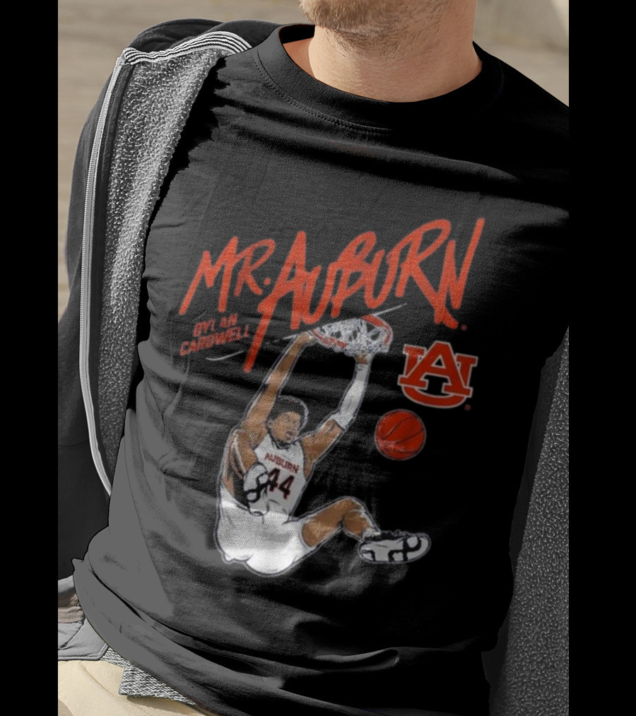 Auburn Basketball Dylan Cardwell Mr. Auburn Slam Dunk Graphic T-Shirt
