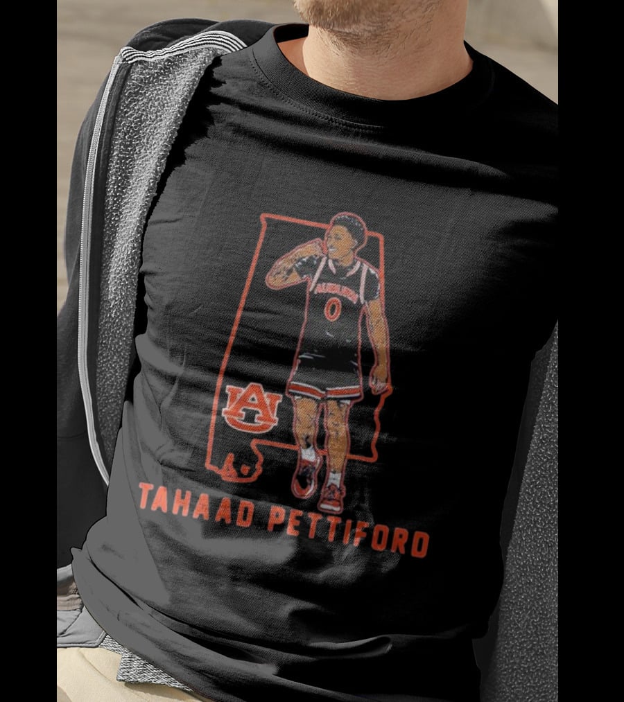Auburn Basketball Tahaad Pettiford 0 Alabama Map T-Shirt