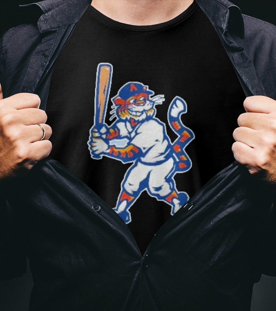 Auburn Tigers Aubie Baseball Mascot Holding Bat T-Shirt