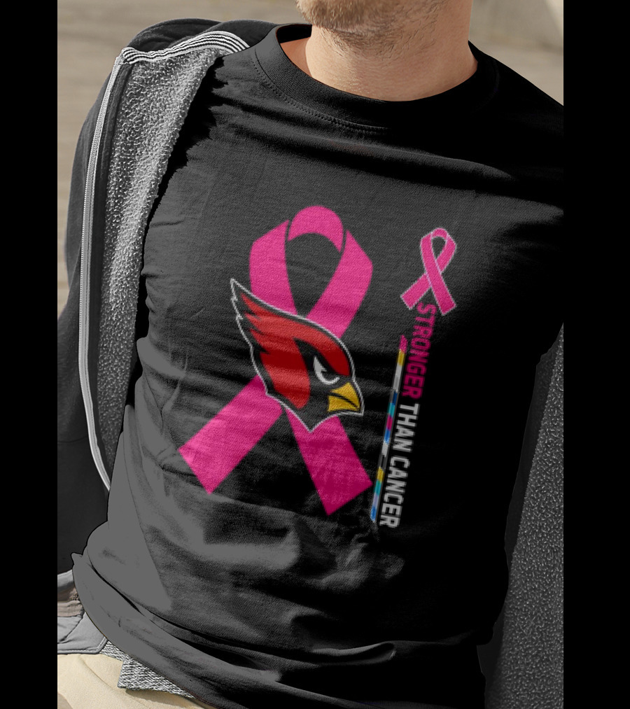 Arizona Cardinals Stronger Than Cancer Awareness Pink Ribbon T-Shirt