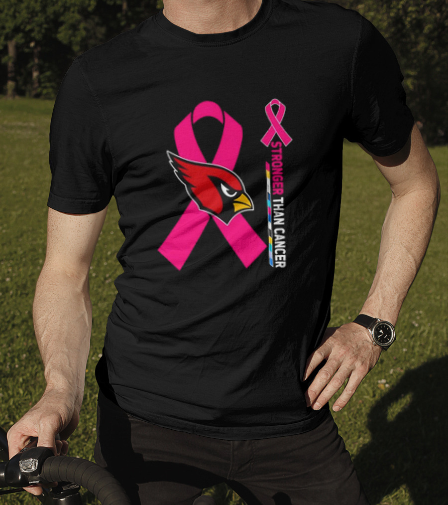 Arizona Cardinals Stronger Than Cancer Awareness Pink Ribbon T-Shirt