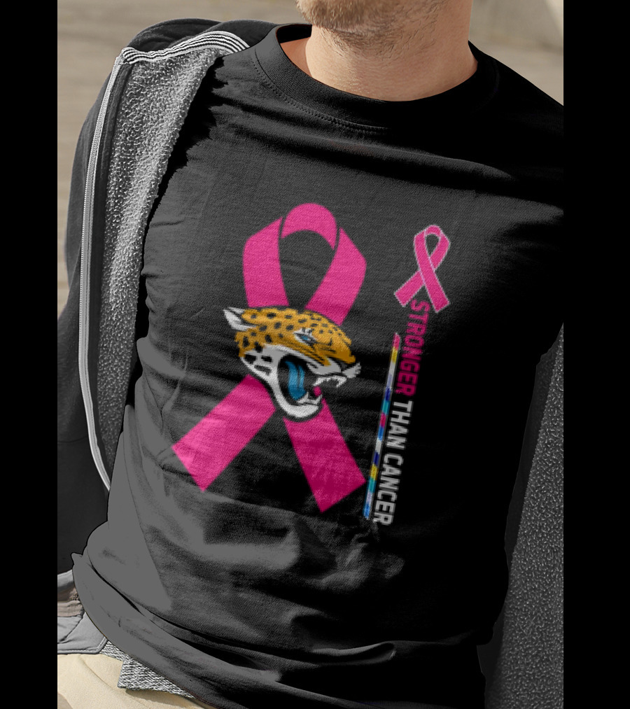Awareness Stronger Than Cancer Pink Ribbon Jacksonville Jaguars T-Shirt