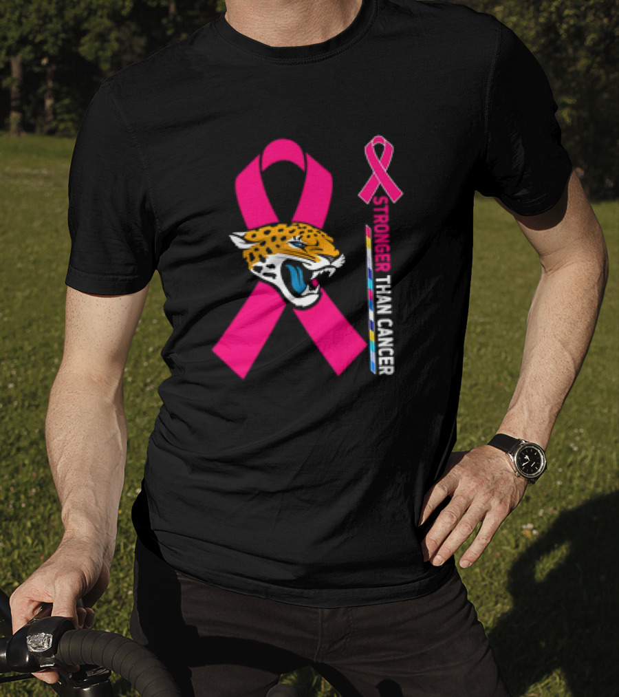 Awareness Stronger Than Cancer Pink Ribbon Jacksonville Jaguars T-Shirt