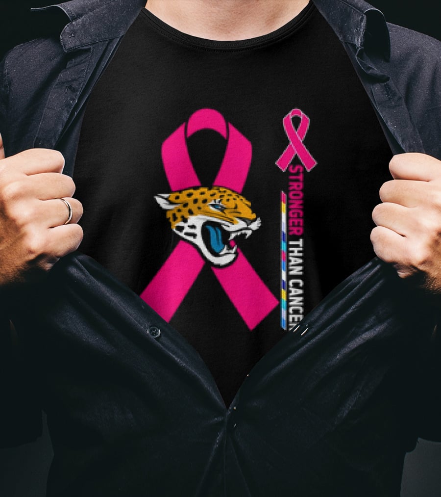 Awareness Stronger Than Cancer Pink Ribbon Jacksonville Jaguars T-Shirt