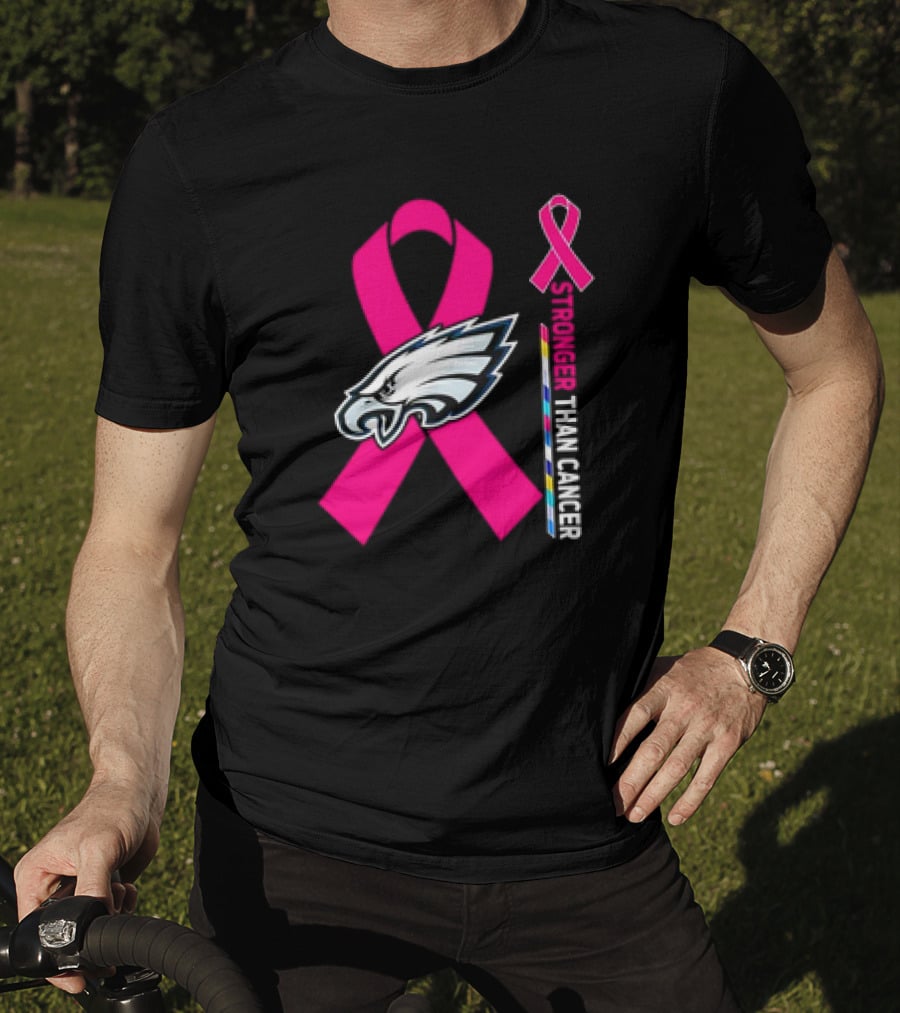 Philadelphia Eagles Breast Cancer Awareness Stronger Than Cancer Ribbon T-Shirt