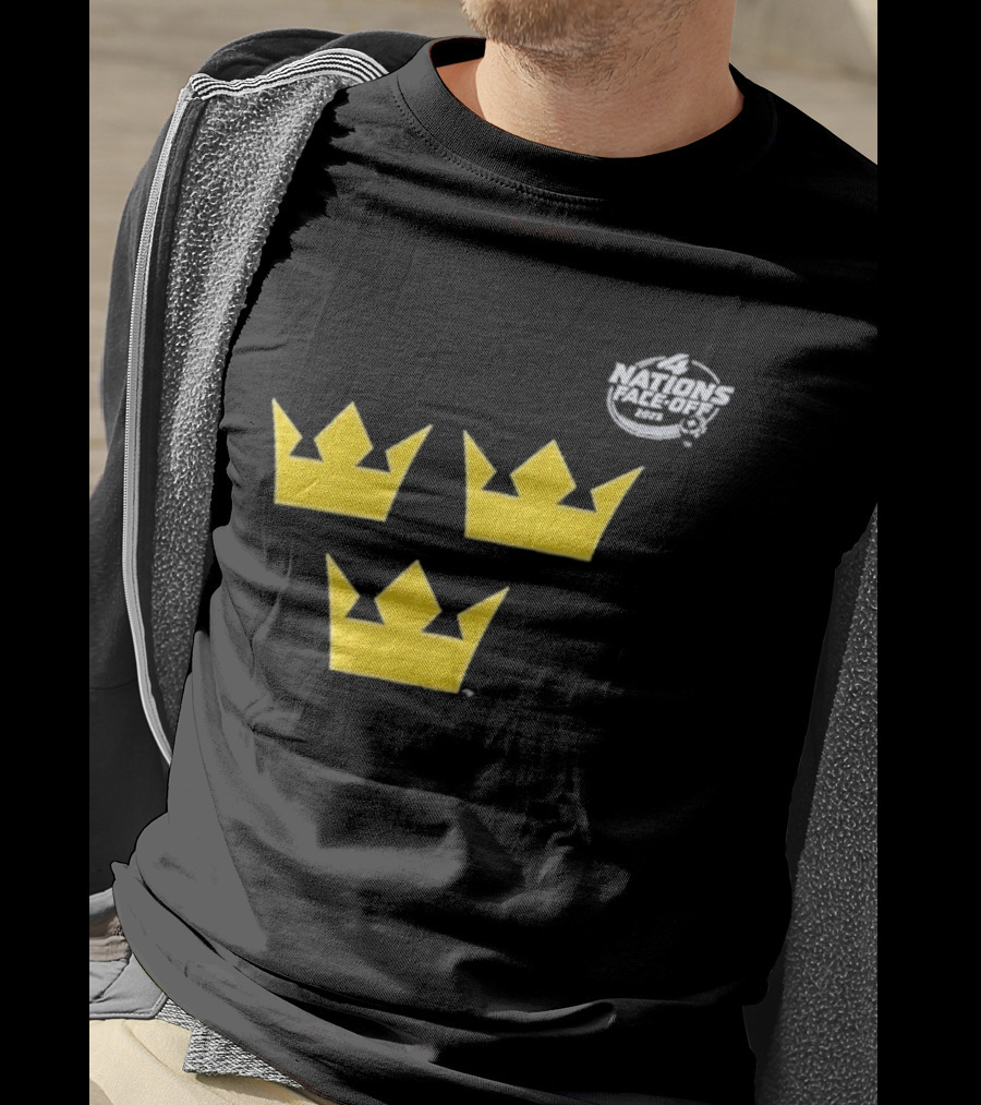 Awesome Sweden 2025 4 Nations Face-Off Primary Tre Kronor Yellow Crowns T-Shirt