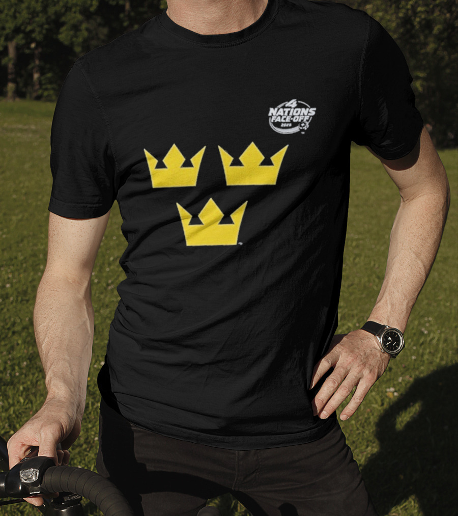Awesome Sweden 2025 4 Nations Face-Off Primary Tre Kronor Yellow Crowns T-Shirt