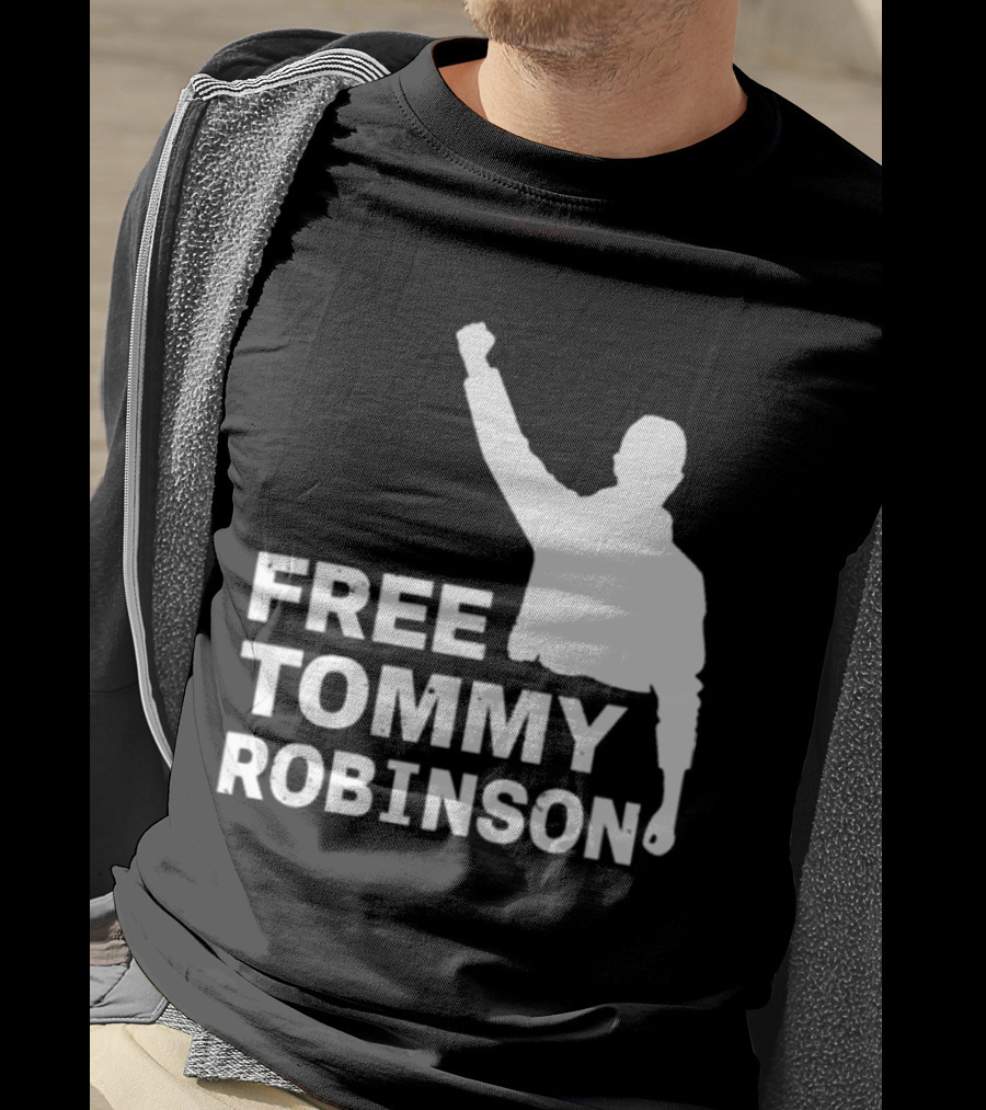 Free Tommy Robinson Activist Silhouette Fist Raised T-Shirt