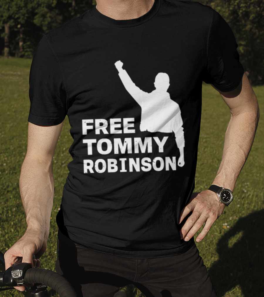 Free Tommy Robinson Activist Silhouette Fist Raised T-Shirt
