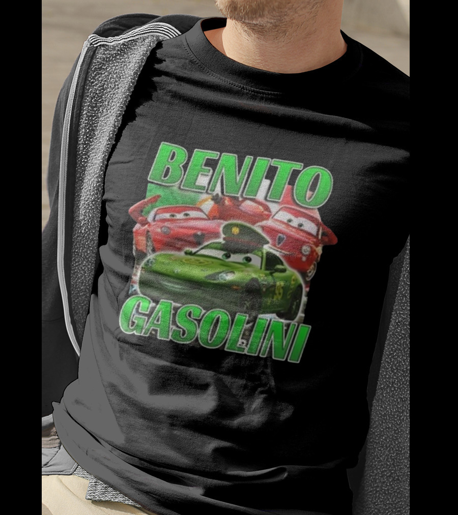 Benito Gasolini 95 Racing Cars Cartoon Crew T-Shirt