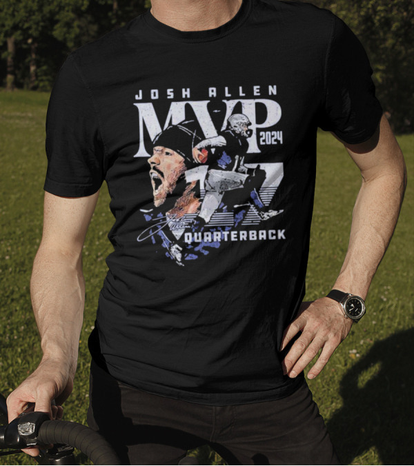 Josh Allen MVP 2024 Quarterback Signature Number 17 T-Shirt