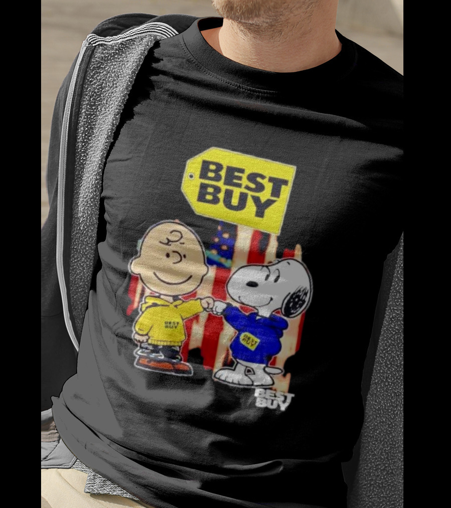 Best Buy Charlie Brown Snoopy Yellow Blue S Fist Bump T-Shirt