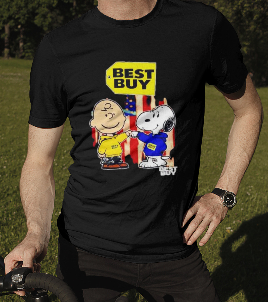 Best Buy Charlie Brown Snoopy Yellow Blue S Fist Bump T-Shirt
